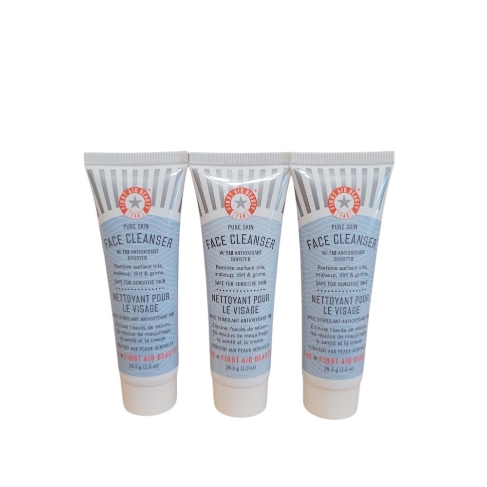 First Aid Beauty Pure Skin Face Cleanser x 3  1 oz Each New